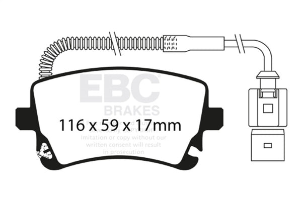 EBC 09-11 Audi A6 Quattro 3.0 Supercharged Redstuff Rear Brake Pads - Bull Strap