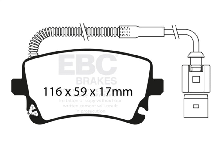 EBC 09-11 Audi A6 Quattro 3.0 Supercharged Redstuff Rear Brake Pads - Bull Strap
