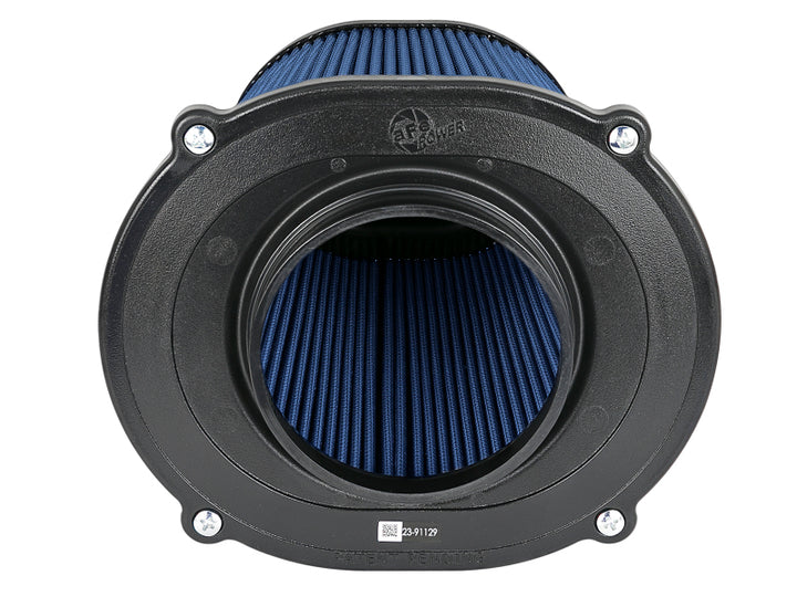 aFe Quantum Pro-5 R Air Filter Inverted Top - 5in Flange x 9in Height - Oiled P5R - Bull Strap