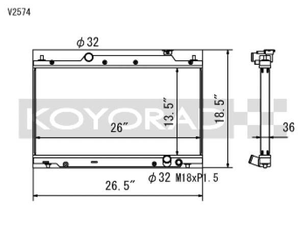 Koyo 02-05 Honda Civic Si 2.0L EP3 (MT) Radiator - Bull Strap