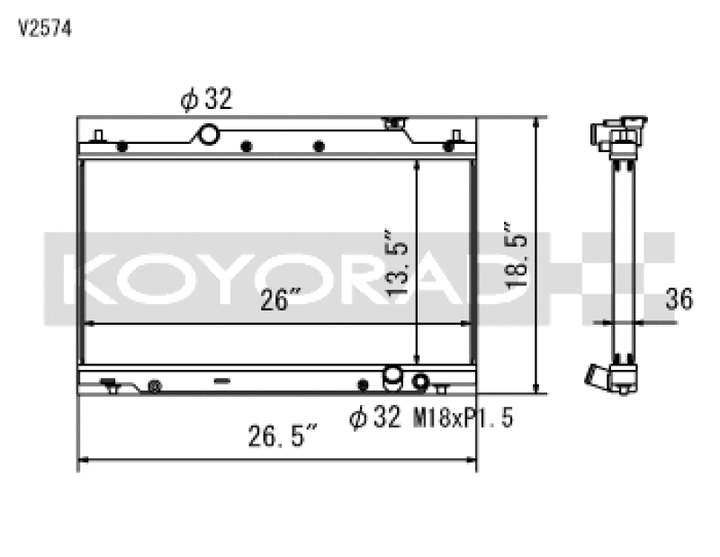 Koyo 02-05 Honda Civic Si 2.0L EP3 (MT) Radiator - Bull Strap