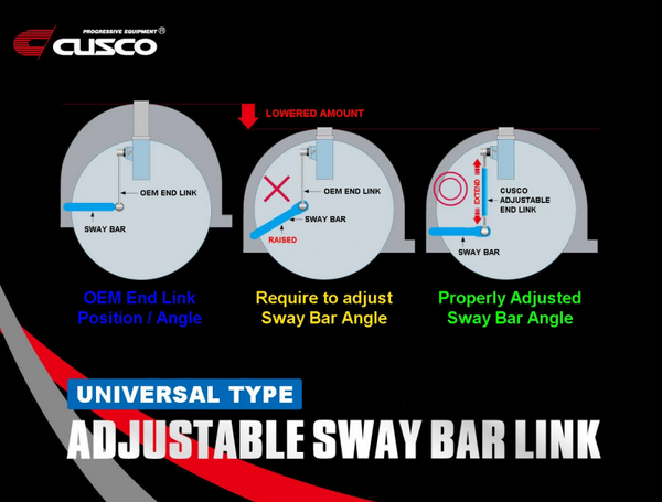 Cusco Universal Adjustable Front Sway Bar End Link Set(345mm-375mm) - Bull Strap