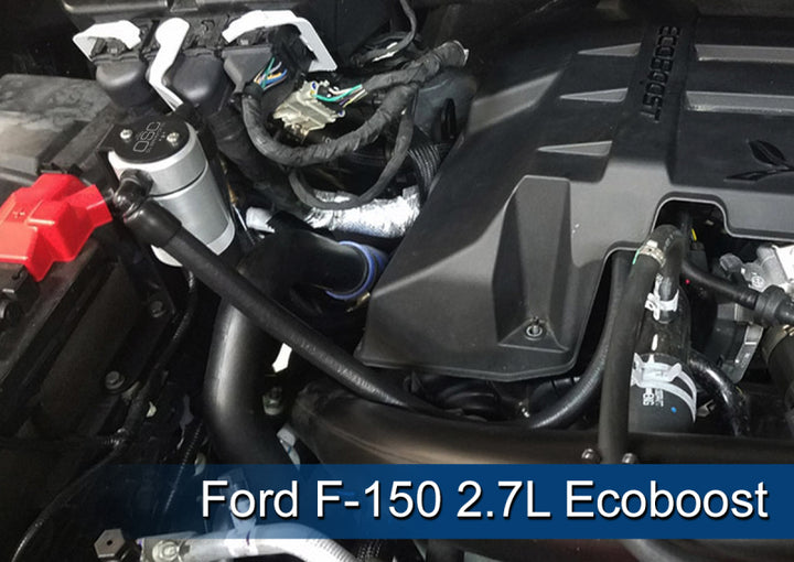 J&L 2011-2025 Ford F-150 2.7L/3.5L/5.0L Passenger Side Oil Separator 3.0 - Clear Anodized - Bull Strap
