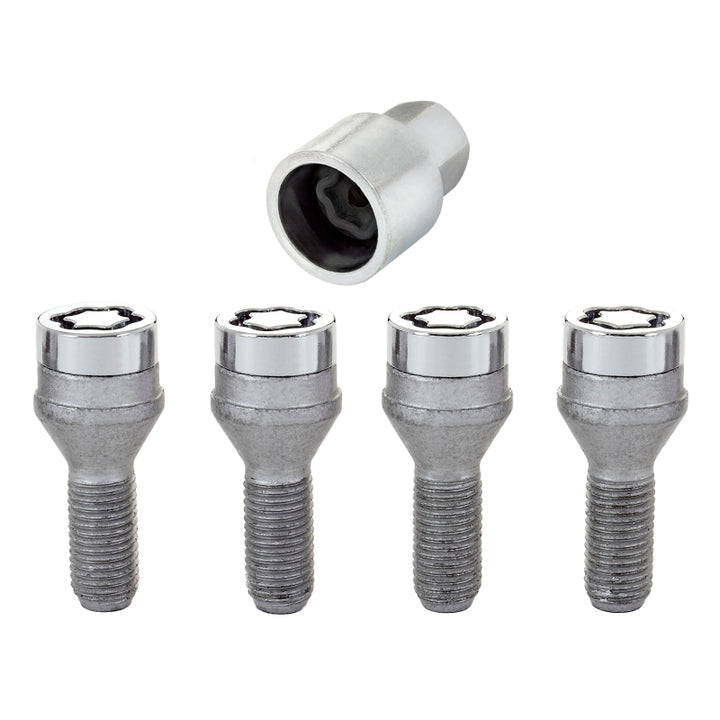 McGard Wheel Lock Bolt Set - 4pk. (Cone Seat) M12X1.25 / 19mm Hex / 25.6mm Shank Length - Chrome - Bull Strap