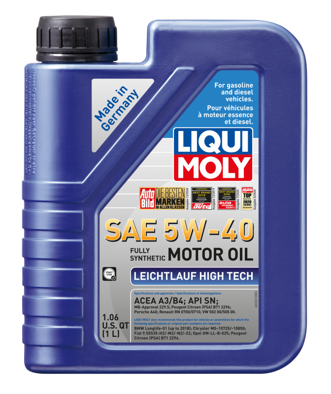 LIQUI MOLY 1L Leichtlauf (Low Friction) High Tech Motor Oil SAE 5W40 - Bull Strap