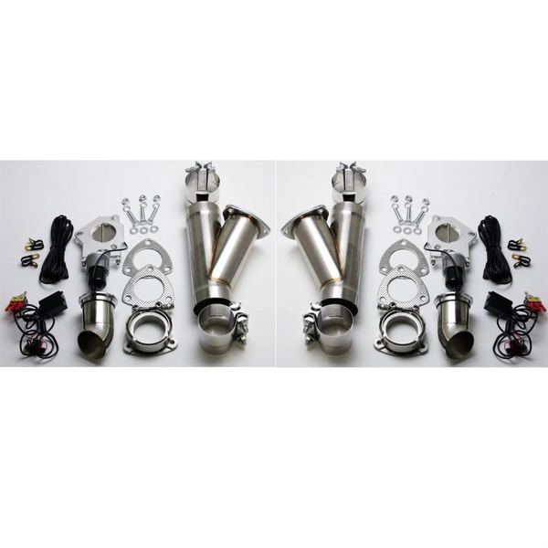 Granatelli 3.0in Alum Mild Steel Electronic Dual Slip Fit Exhaust Cutout w/Band Clamps - Bull Strap