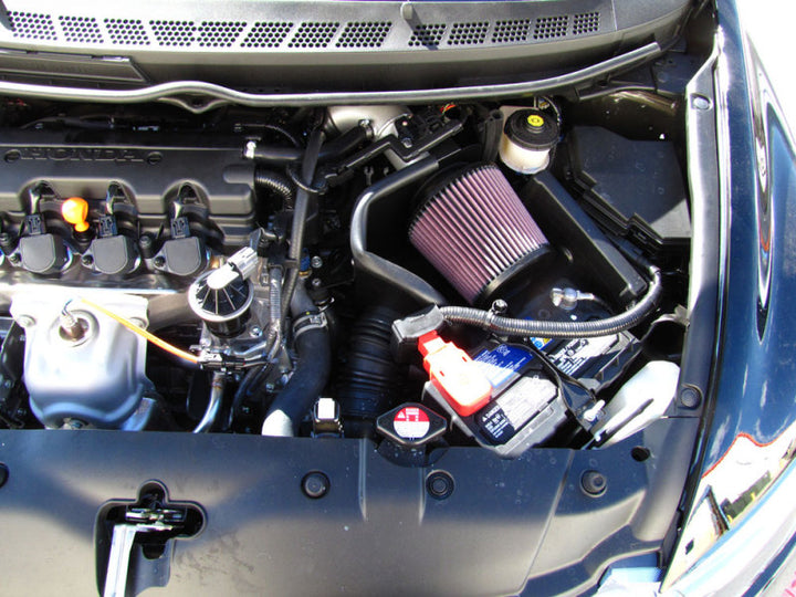 K&N 06-09 Civic 1.8L Silver Typhoon Short Ram Intake - Bull Strap