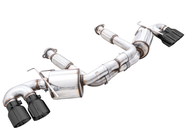 AWE Tuning 2020 Chevrolet Corvette (C8) Touring Edition Exhaust - Quad Diamond Black Tips - Bull Strap