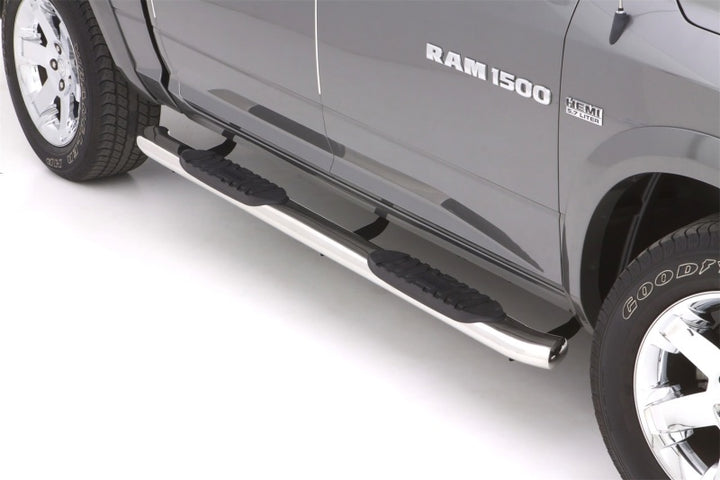 Lund 10-17 Dodge Ram 2500 Crew Cab 5in. Curved Oval SS Nerf Bars - Polished - Bull Strap