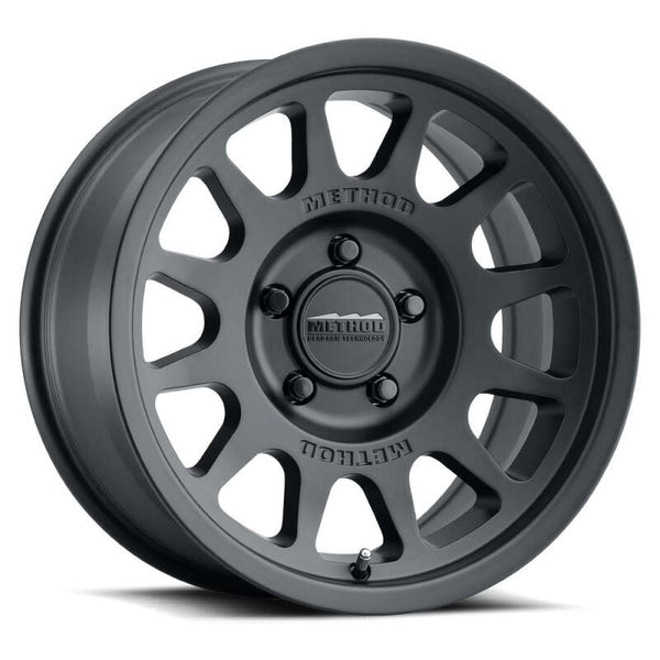 Method MR703 17x9 / -12mm Offset / 71.5mm Bore / 5x5 BP / 4.8in BS - Matte Black Wheel - Bull Strap