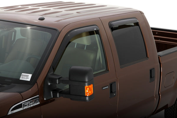 AVS 99-16 Ford F-250 Supercab Ventvisor Outside Mount Window Deflectors 4pc - Smoke - Bull Strap
