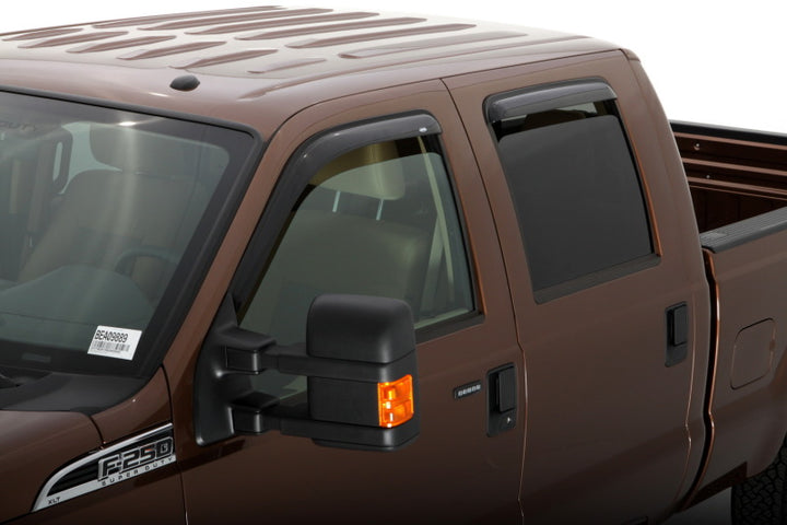 AVS 99-16 Ford F-250 Supercab Ventvisor Outside Mount Window Deflectors 4pc - Smoke - Bull Strap