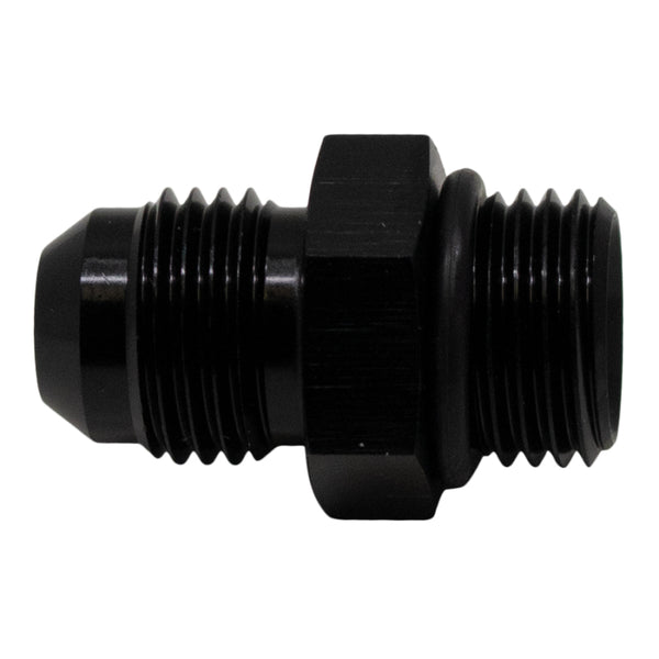 DeatschWerks 6AN ORB Male to 6AN Male Flare Adapter (Incl O-Ring) - Anodized Matte Black - Bull Strap
