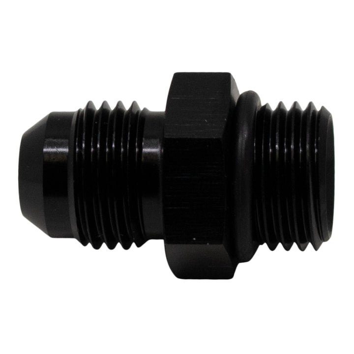 DeatschWerks 6AN ORB Male to 6AN Male Flare Adapter (Incl O-Ring) - Anodized Matte Black - Bull Strap