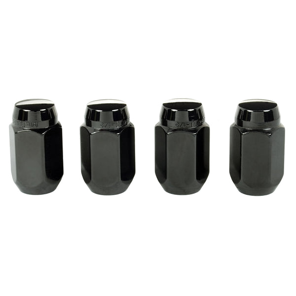 McGard Hex Lug Nut (Cone Seat) 1/2-20 / 13/16 Hex / 1.5in. Length (4-Pack) - Black - Bull Strap