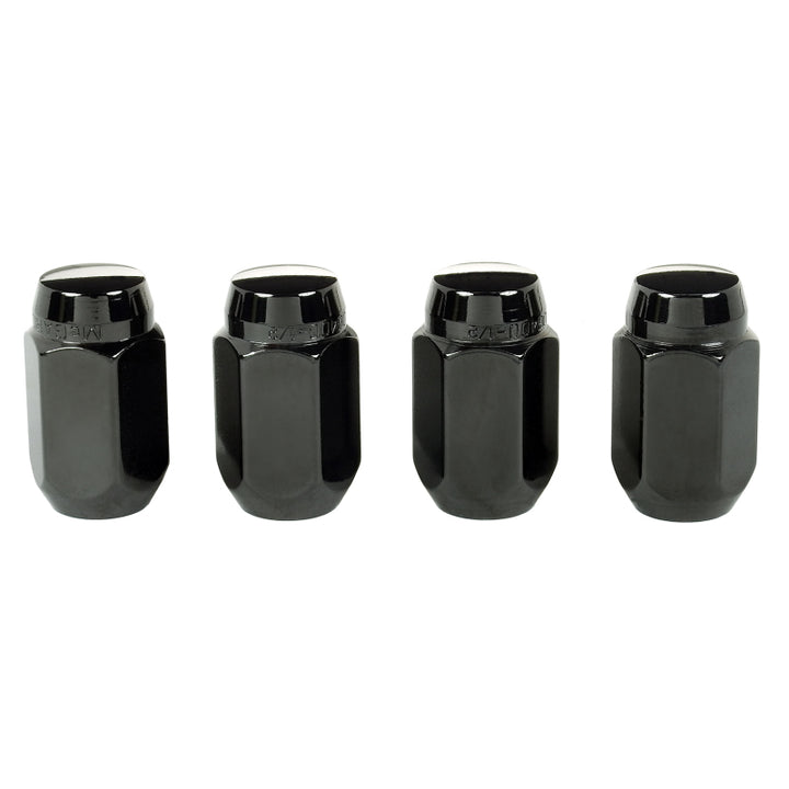 McGard Hex Lug Nut (Cone Seat) 1/2-20 / 13/16 Hex / 1.5in. Length (4-Pack) - Black - Bull Strap