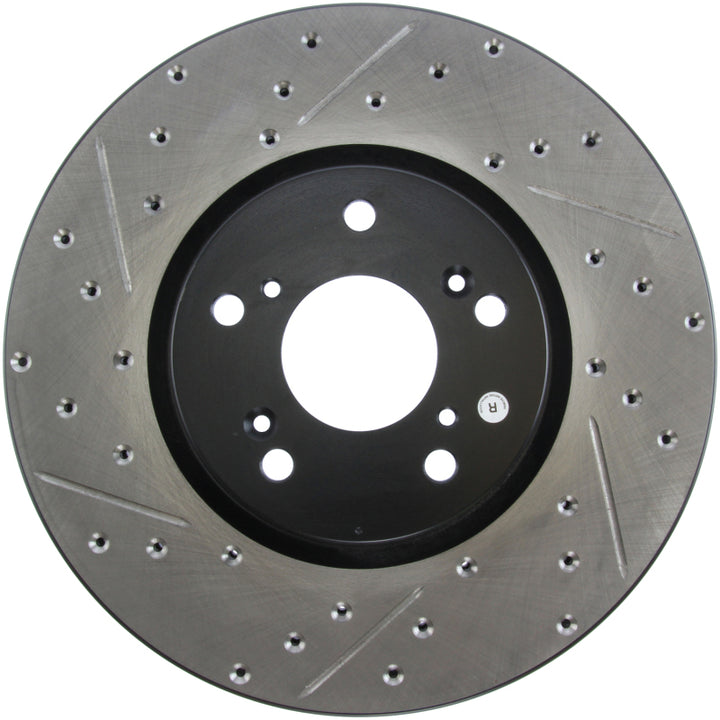 StopTech 04-08 Acura TL (Brembo Caliber) SportStop Slotted & Drilled Right Front Rotor - Bull Strap