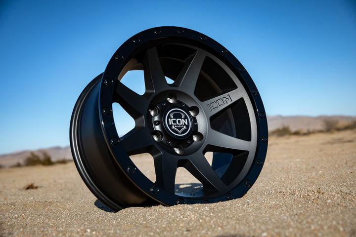 ICON Rebound 18x9 6x5.5 0mm Offset 5in BS 106.1mm Bore Double Black Wheel - Bull Strap