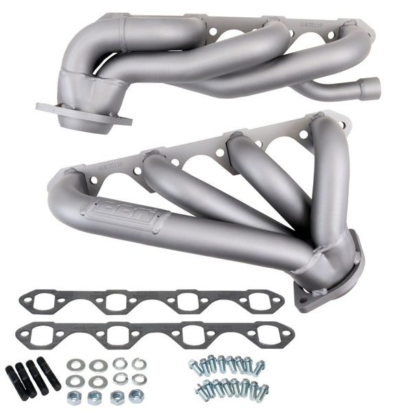 BBK 87-95 Ford F150 Truck 5.8 351 Shorty Unequal Length Exhaust Headers - 1-5/8 Titanium Ceramic - Bull Strap