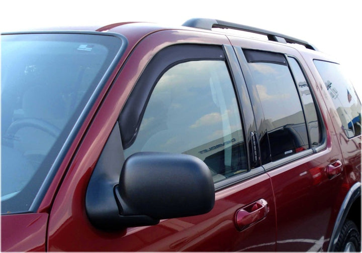 AVS 02-10 Ford Explorer (4 Door) Ventvisor In-Channel Front & Rear Window Deflectors 4pc - Smoke - Bull Strap