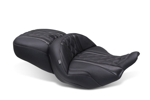 Mustang 23-25 Harley CVO Road Glide (ST) Super Touring Standard Reach One-Piece, 2 UP Black - Bull Strap