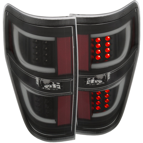 ANZO 2009-2013 Ford F-150 LED Taillights Black - Bull Strap