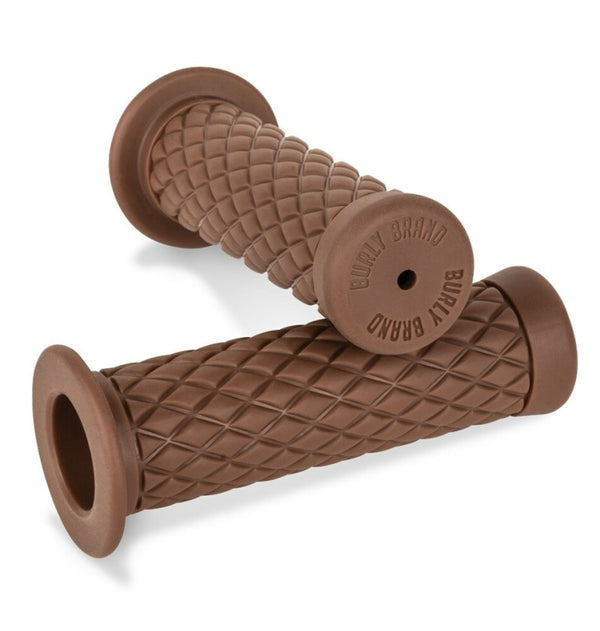 Burly Brand Rubber Diamondback Grips 1in - Brown - Bull Strap
