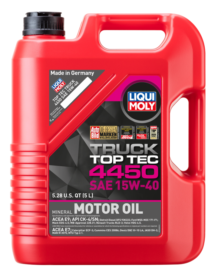 LIQUI MOLY 5L Top Tec Truck 4450 Motor Oil SAE 15W40 - Bull Strap