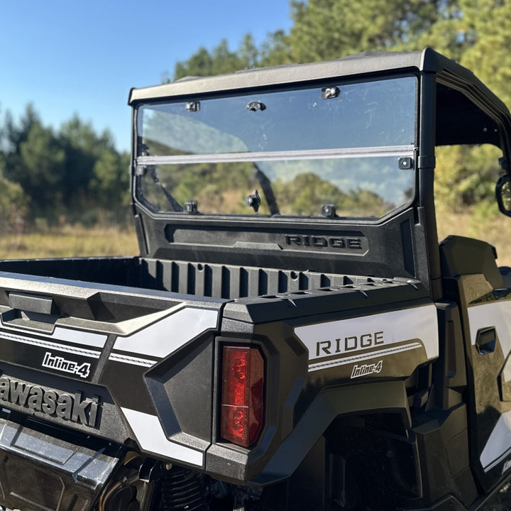 Seizmik 24+ Kawasaki Ridge Rach Rear Folding Windshield- UV - Bull Strap