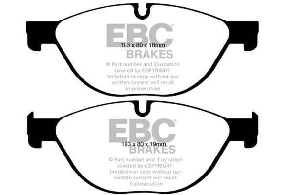 EBC 12-13 BMW 528 2.0 Turbo (F10) Performance Redstuff Front Brake Pads - Bull Strap