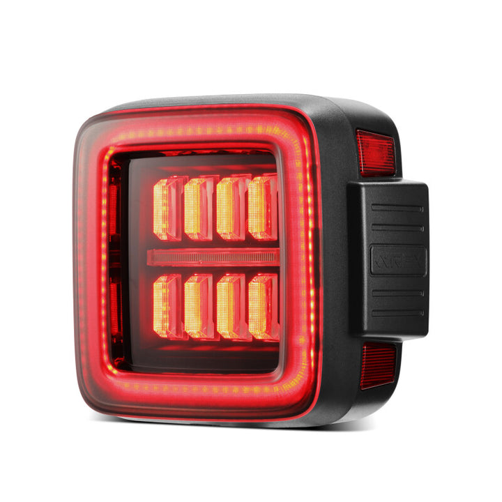 AlphaRex 18-23 Jeep Wrangler JL NOVA Prismatic LED Taillights Black-Red - Bull Strap