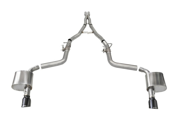 Corsa 2015-2023 Charger SRT/Hellcat/Redeye 2.75in Valved Catback DRE w/ Single 4.5in Blk PVD Tips - Bull Strap