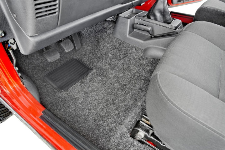 BedRug 97-06 Jeep TJ Front 3pc Floor Kit (w/Center Console) - Incl Heat Shields - Bull Strap
