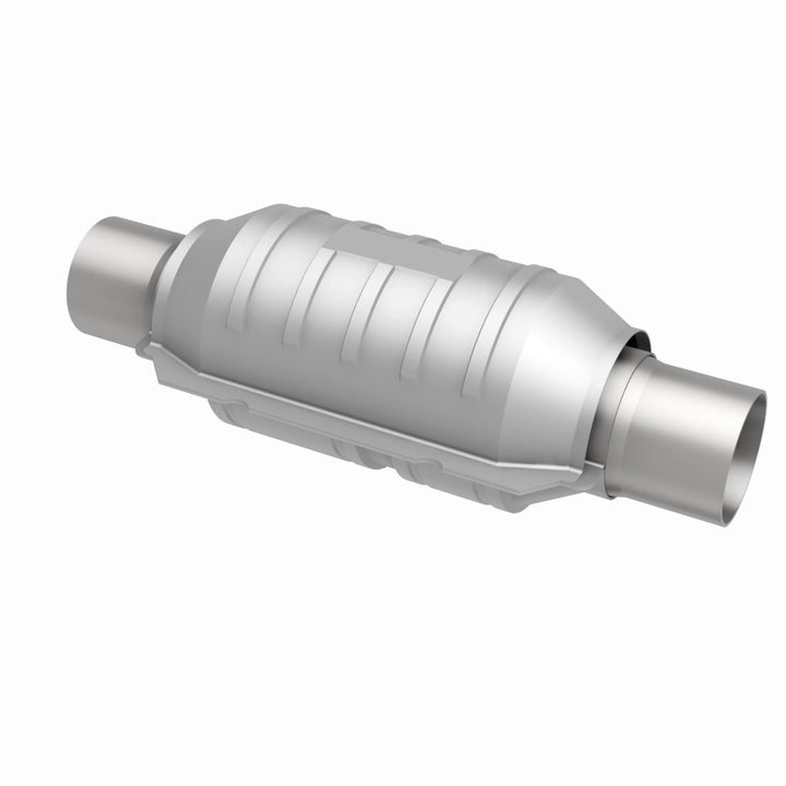 MagnaFlow Conv Univ 2in Inlet/Outlet Ctr/Ctr Round 9in Body L x 5.125in W x 13in Overall L 49 State - Bull Strap