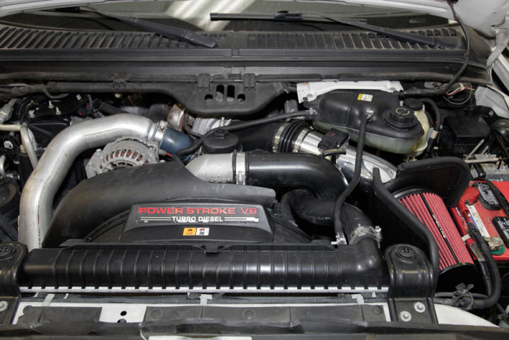 Spectre 03-07 Ford SD V8-6.7L DSL Air Intake Kit - Polished w/Red Filter - Bull Strap