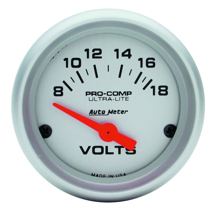 Autometer Ultra-Lite 52mm Short Sweep Electronice Voltage Gauge - Bull Strap
