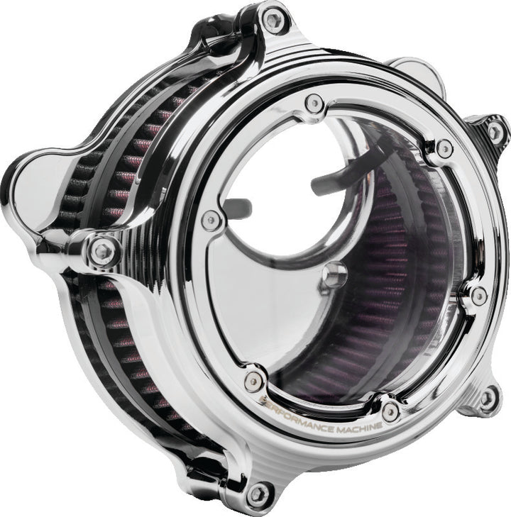 Performance Machine Vision Air Cleaner (W/ Bezel) - Chrome - Bull Strap