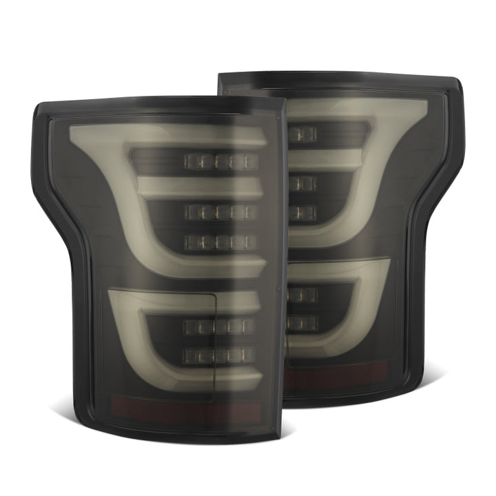 AlphaRex 15-20 Ford F150 Luxx-Series LED Tail Lights Alpha-Black - Bull Strap