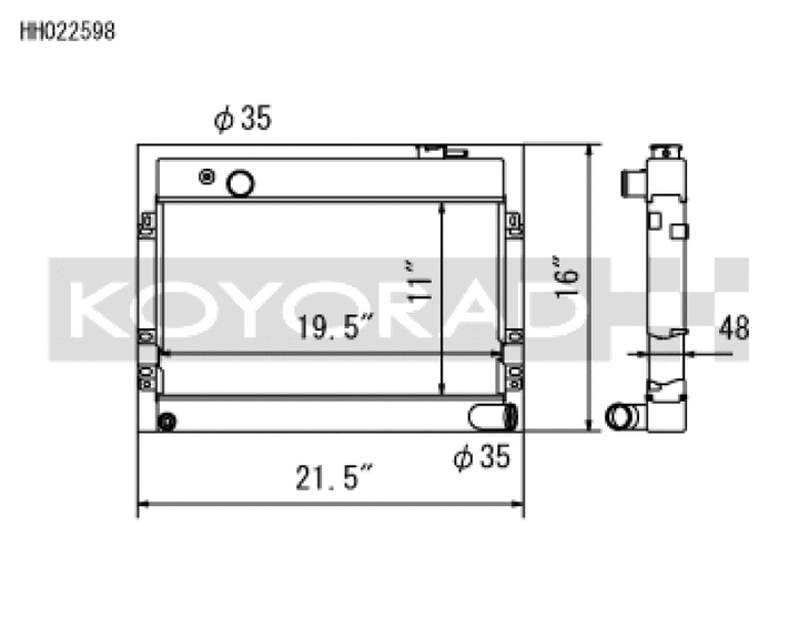 Koyo 68-73 Datsun 510 1.6L (MT) Radiator - Bull Strap