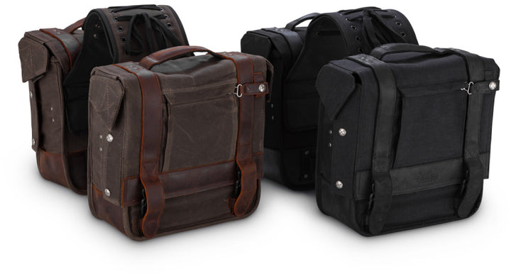 Burly Brand Throw-over Saddlebag - Dark Oak - Bull Strap