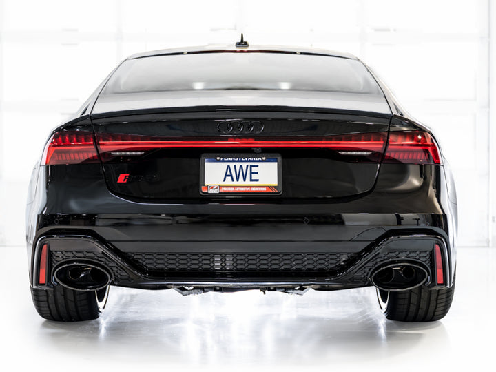 AWE Tuning 21-23 Audi C8 RS6/RS7 SwitchPath Cat-back Exhaust - Diamond Black Tips - Bull Strap