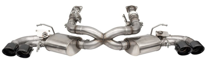 Corsa 2020-25 Corvette C8 3in Valved Cat-Back 4.5in Blk Quad Tips - Fits Factory Perf Exhaust w/ AFM - Bull Strap