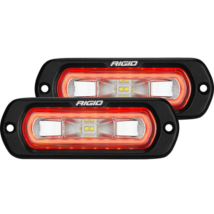 Rigid Industries SR-L Series Flush Mount LED Spreader Pair w/ Red Halo - Universal - Bull Strap