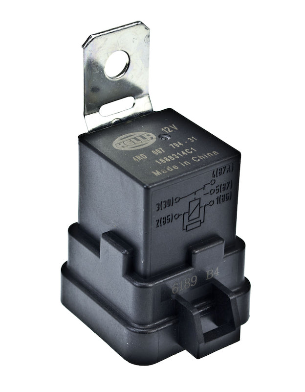 Hella 12V 20/40 Amp SPDT RES Relay with Weatherproof Bracket - Single - Bull Strap