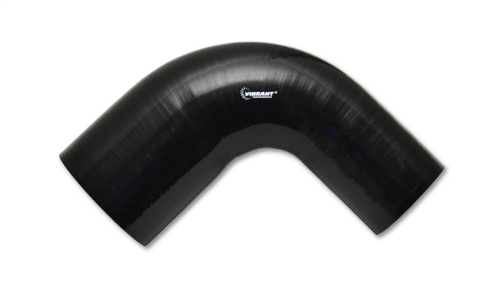 Vibrant 4 Ply Reinforced Silicone 90 degree Transition Elbow 2in I.D. x 2.5in I.D. 90 deg. Elbow BLK - Bull Strap