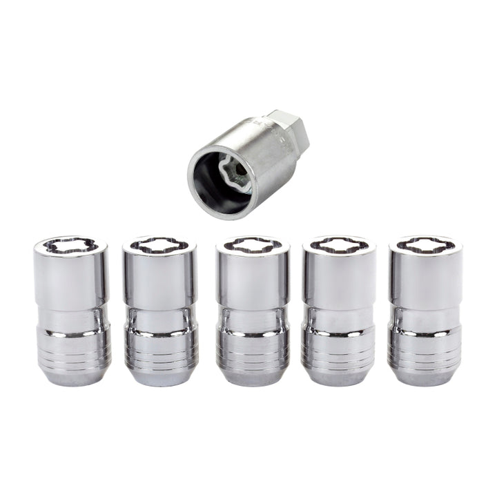 McGard Wheel Lock Nut Set - 5pk. (Cone Seat) M14X1.5 / 22mm Hex / 1.639in OAL - Chrome - Bull Strap