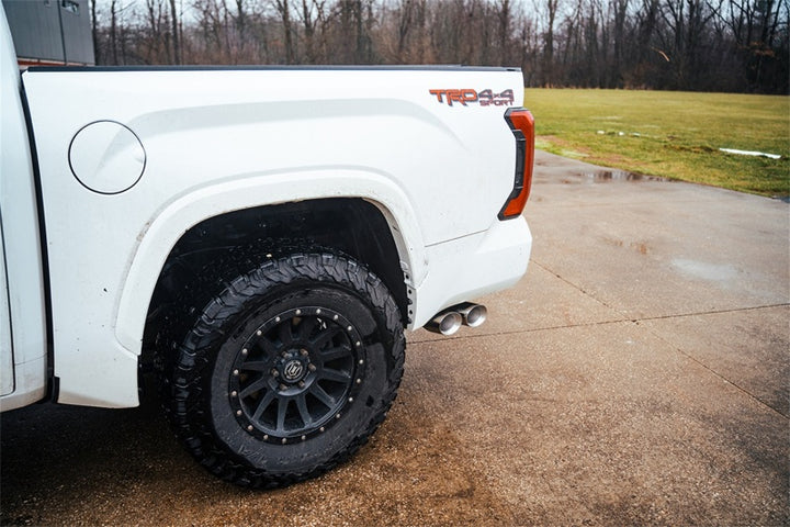 Corsa 22-25 Toyota Tundra 4WD 3in Sport Cat-Back Side Exit Exhaust System w/ Twin 4in Polished Tips - Bull Strap