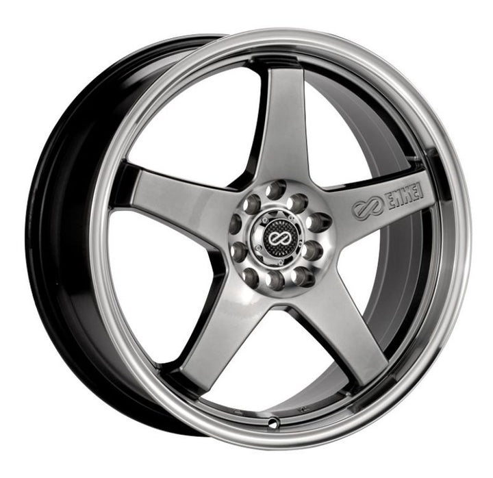 Enkei EV5 17x7 5x100/114.3 45mm Offset 72.6 Bolt Diameter Hyper Black w/ Machined Lip Wheel - Bull Strap