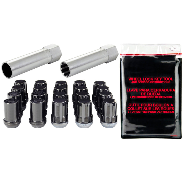 McGard SplineDrive Tuner 5 Lug Install Kit w/Locks & Tool (Cone) M12X1.5 / 13/16 Hex - Blk - Bull Strap