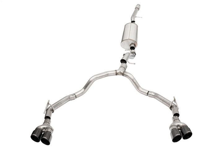 Corsa 2021-2025 Suburban / Yukon XL 6.2L 4WD Dual Rear 3in to 2.75in Sport Cat-Back DW 4in BLK Tips - Bull Strap